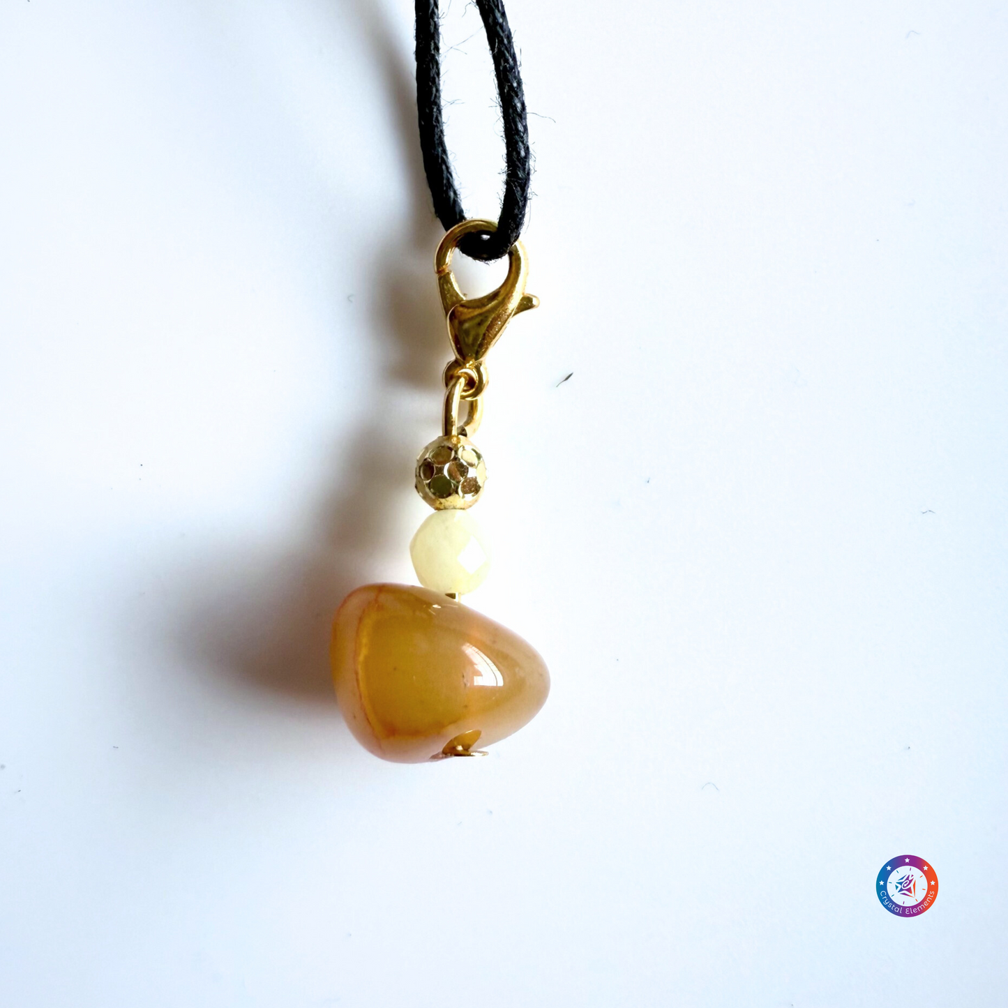 Courage & Calm Carnelian Tumble with White Onyx Bead Pendant/Charm