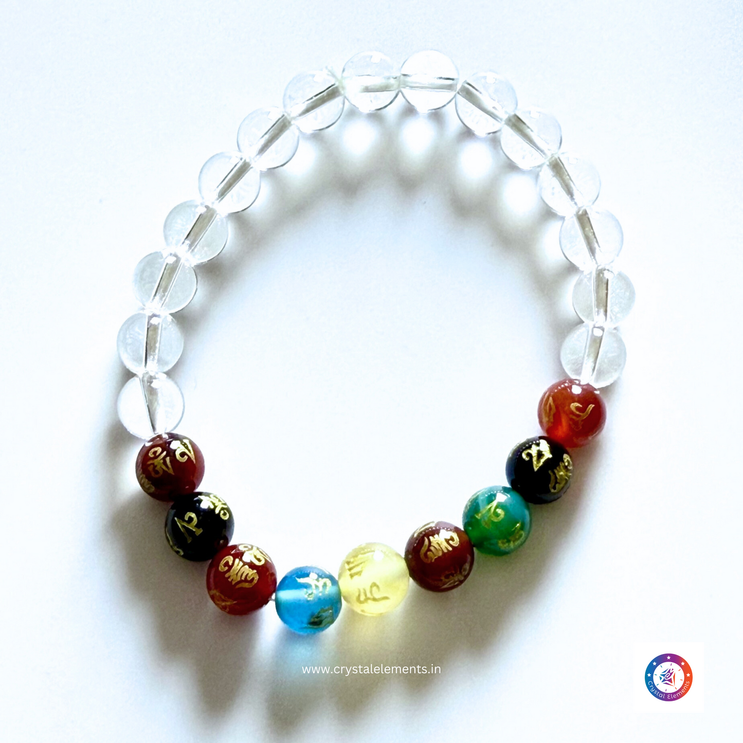 Sacred Clarity & Protection Clear Quartz and Onyx Mantra Bracelet