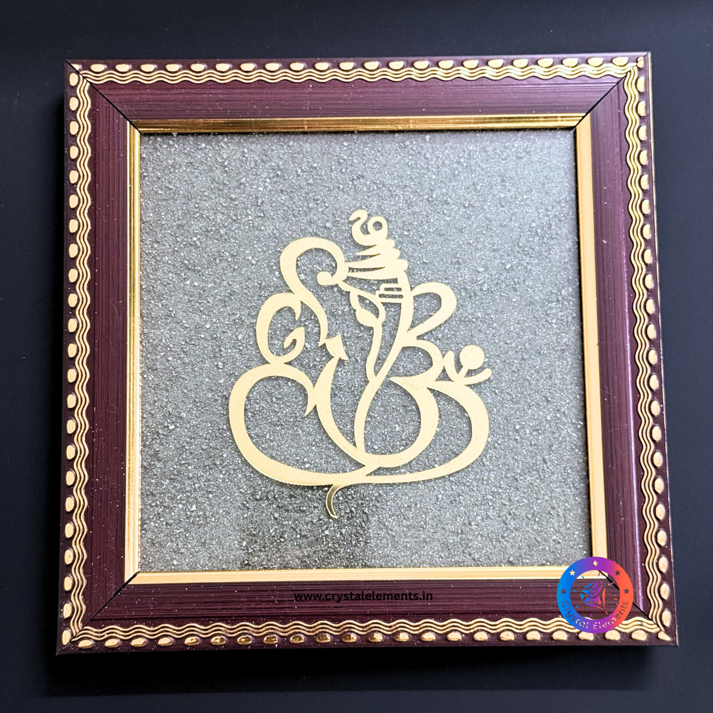 Ganesha Photo Frame on Pyrite Base - Blessings & Brilliance