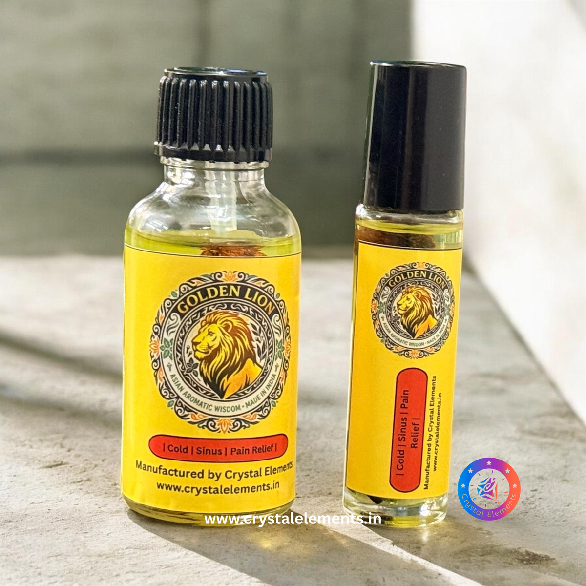 Golden Lion Relief Oil – Traditional Aromatic Blend for Sinus, Congestion & Muscle Tension (10ml/30ml)