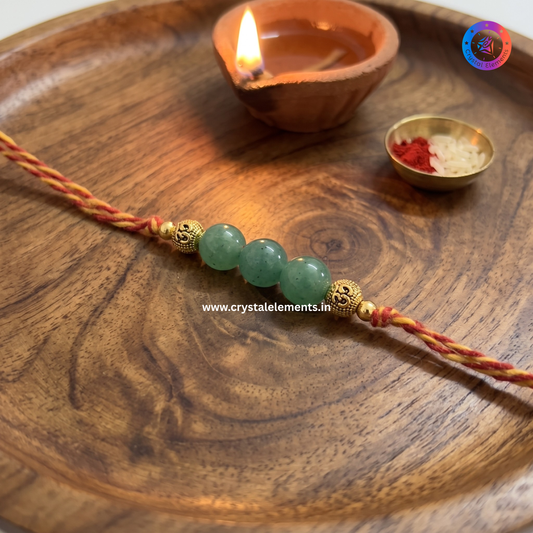 Green Aventurine Om Rakhi - Luck & Blessings Crystal Rakhi