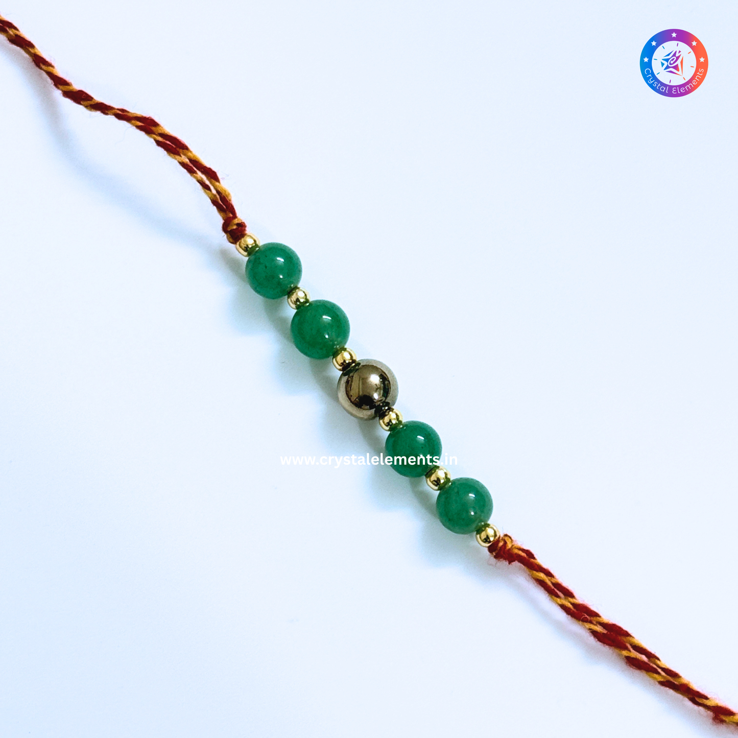 Green Aventurine & Golden Pyrite Rakhi - Luck & Prosperity Crystal Rakhi