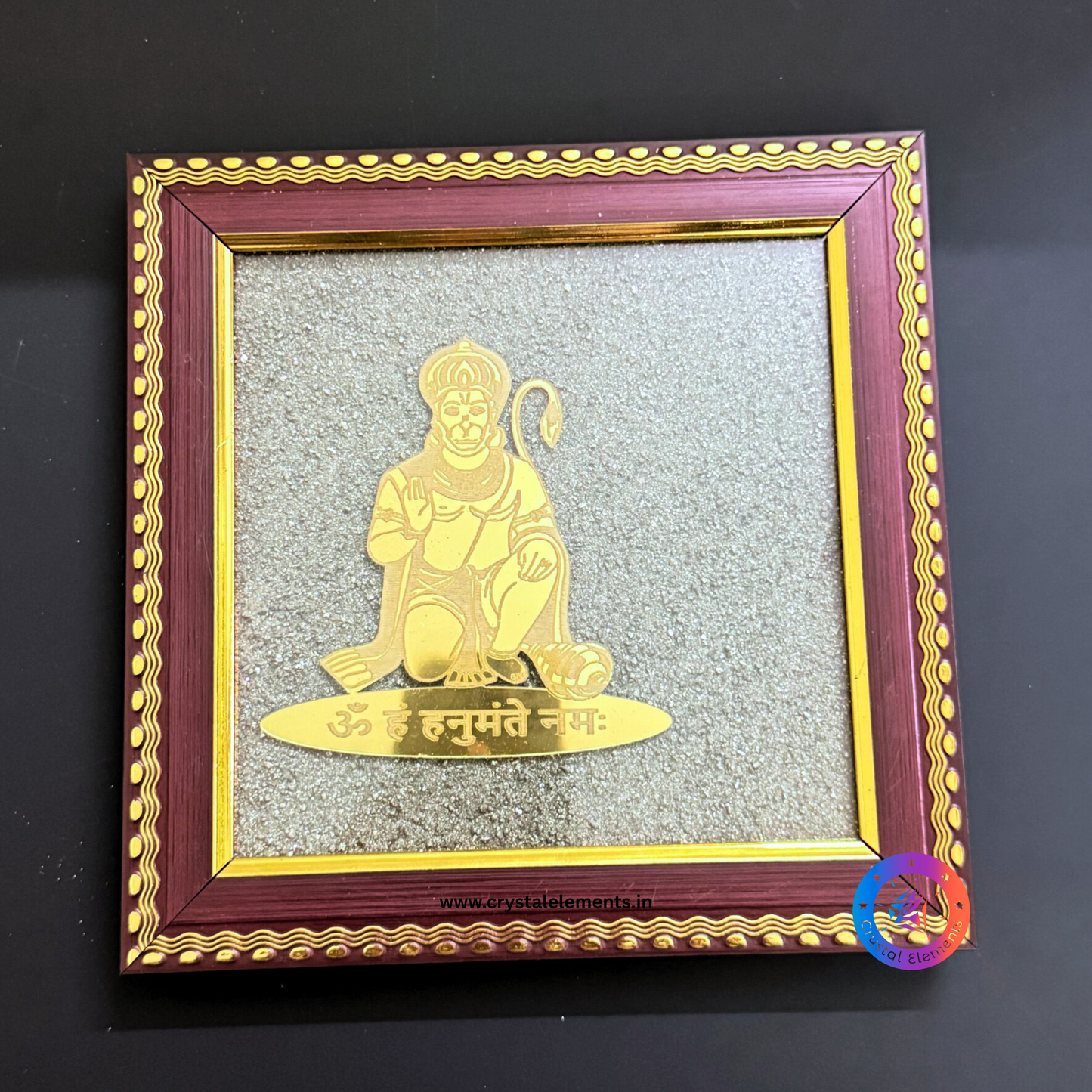 Hanumanji Frame on Raw Pyrite Base - Divine Strength