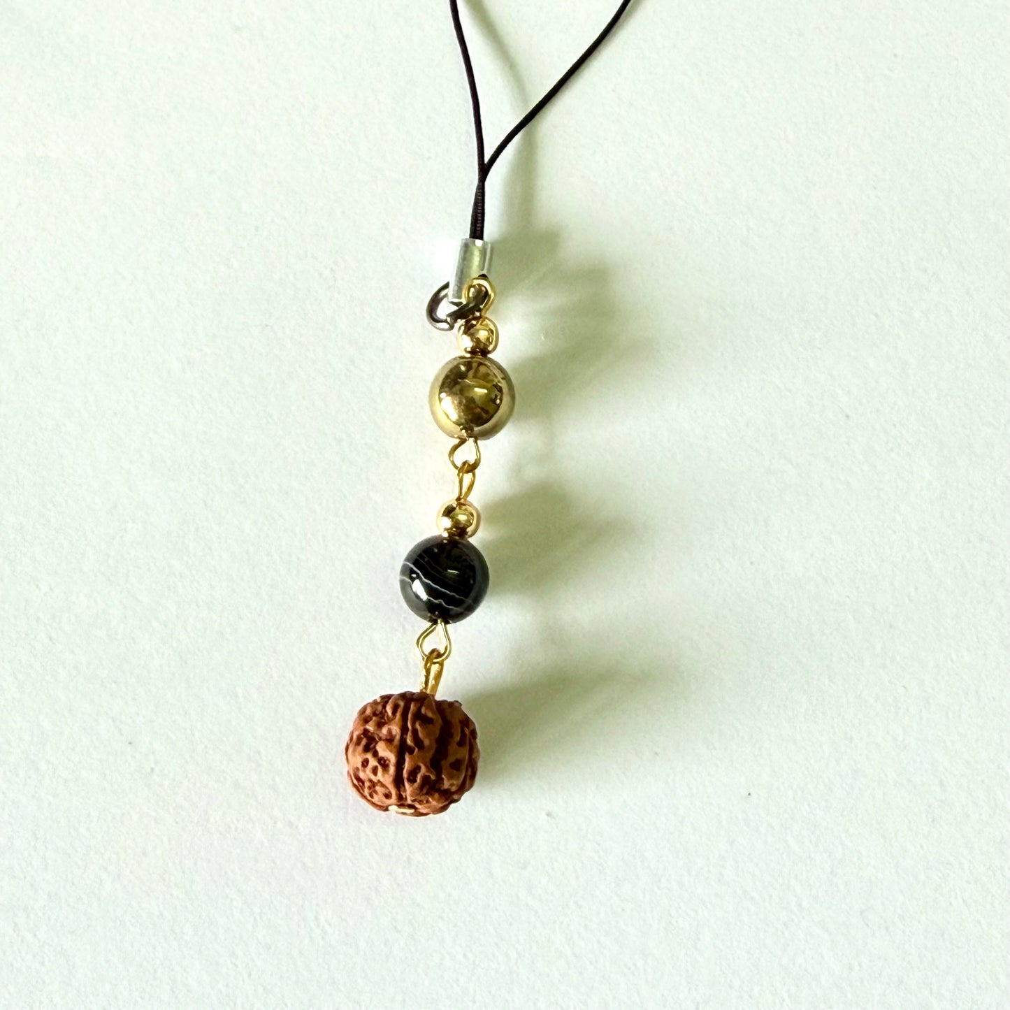 Divine Defense & Prosperity Path Pyrite, Black Lace Agate and Rudraksha Charm