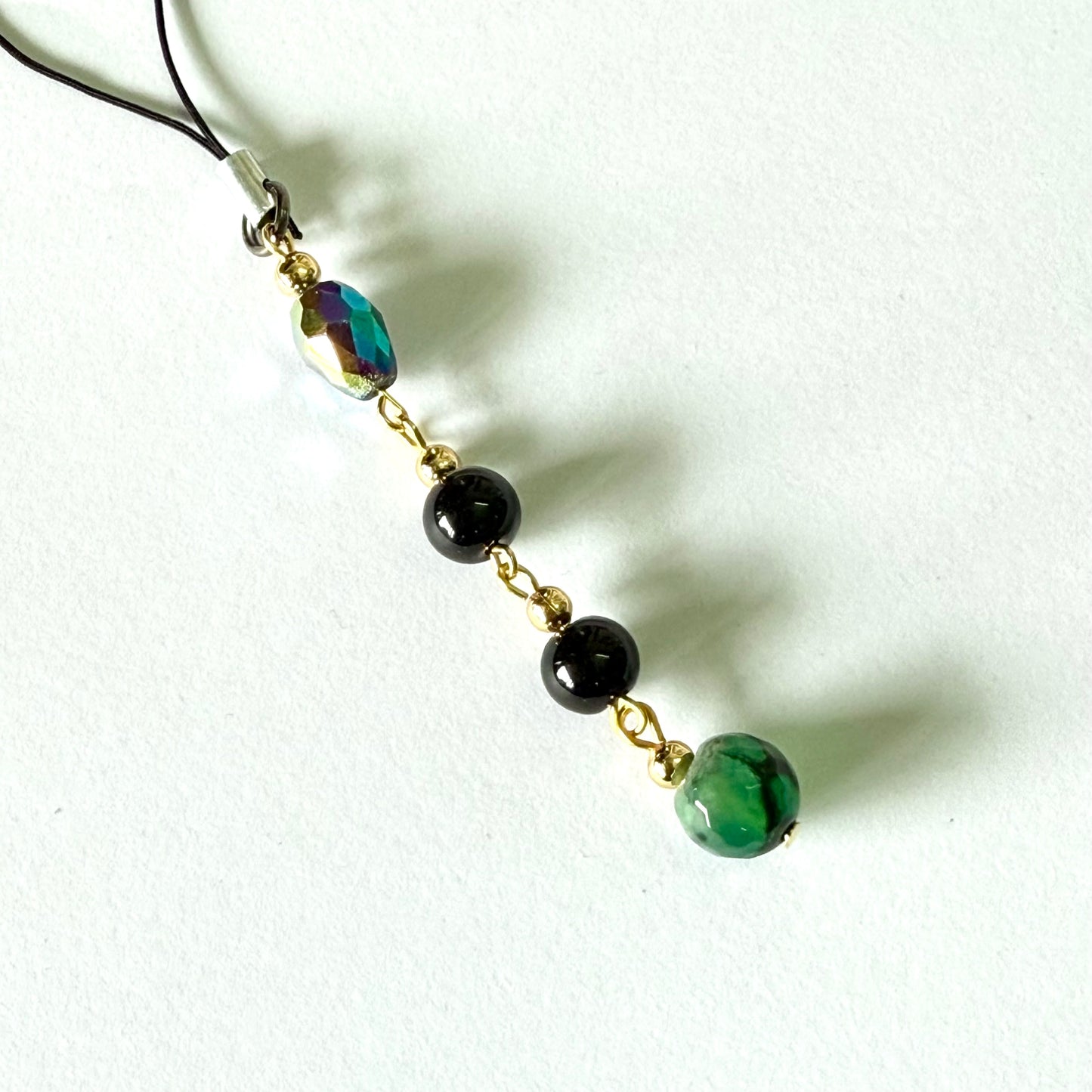Balance & Boundaries Guardian Green Agate + Black Onyx Charm