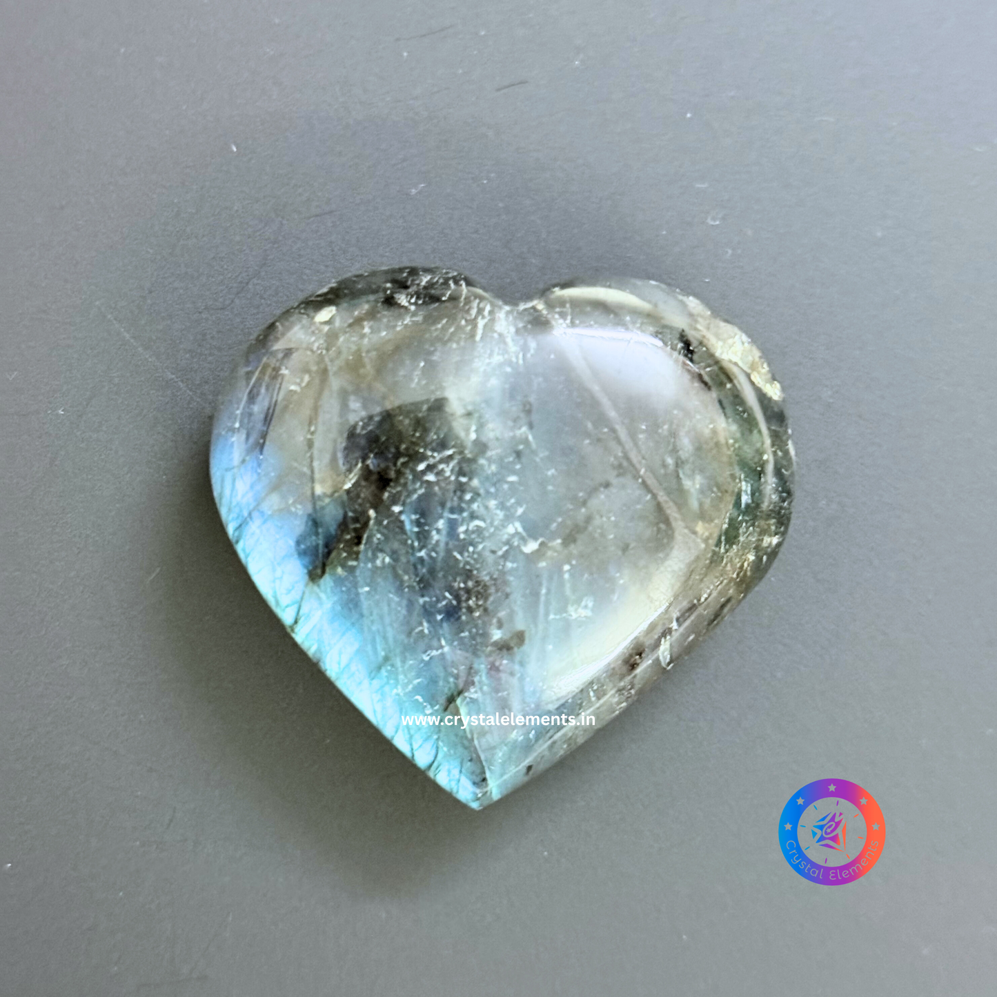 Labradorite Heart-Shaped Palm Stone - Love & Intuition Healing Stone