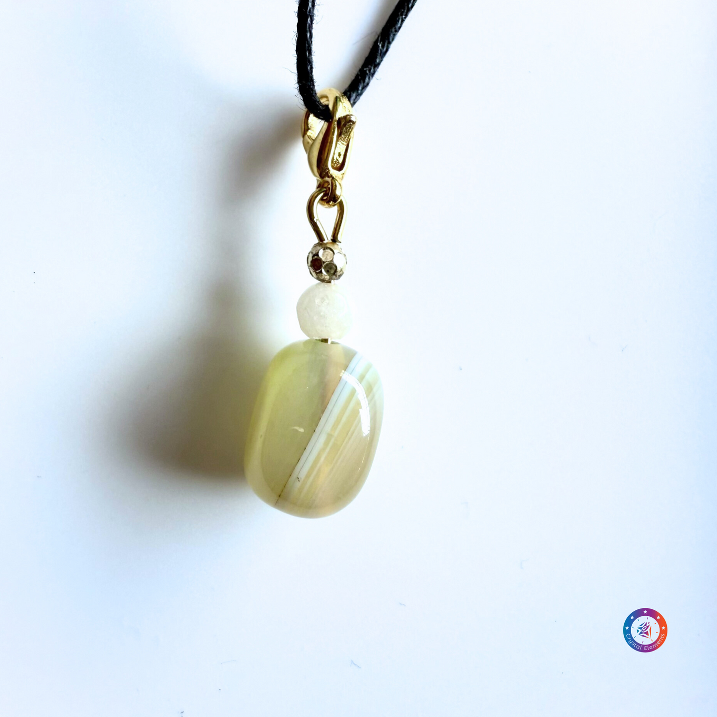 Calm Confidence Light Yellow Agate with White Onyx Pendant/Charm