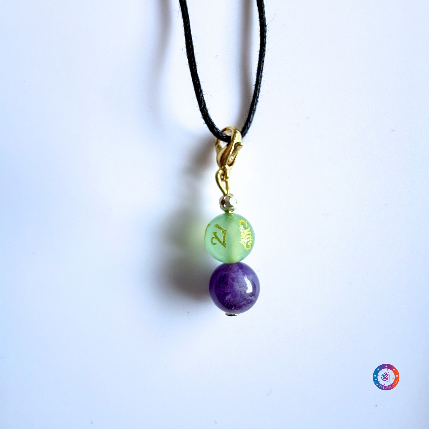 Spiritual Calm & Protection Amethyst with Om Mani Padme Hum Onyx Pendant/Charm