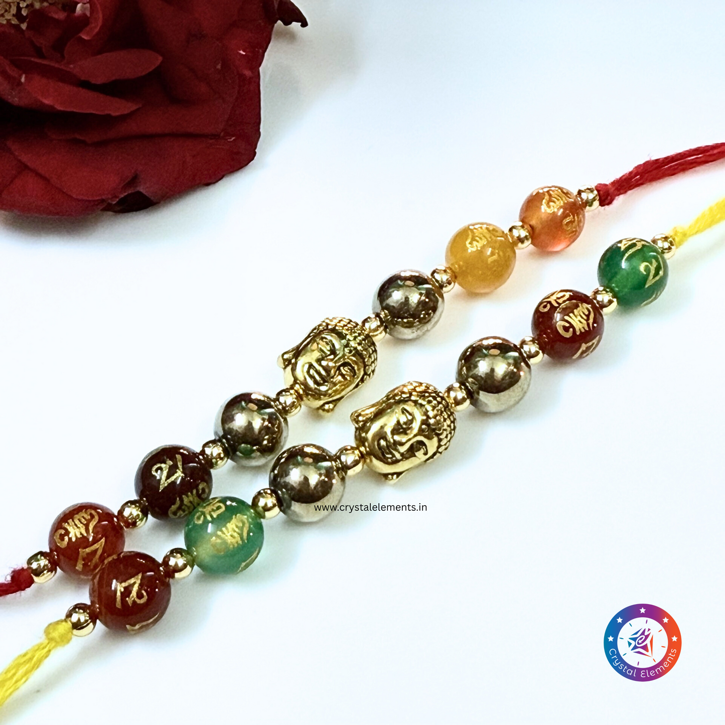 Mantra Protection & Inner Power Onyx + Pyrite Buddha Rakhi