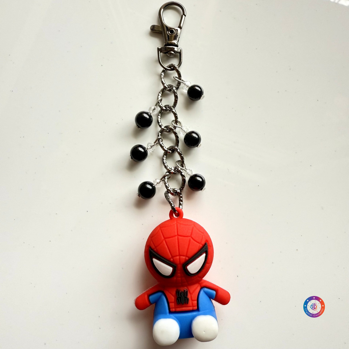 Strength & Resilience Black Onyx Keychain with Spider Charm