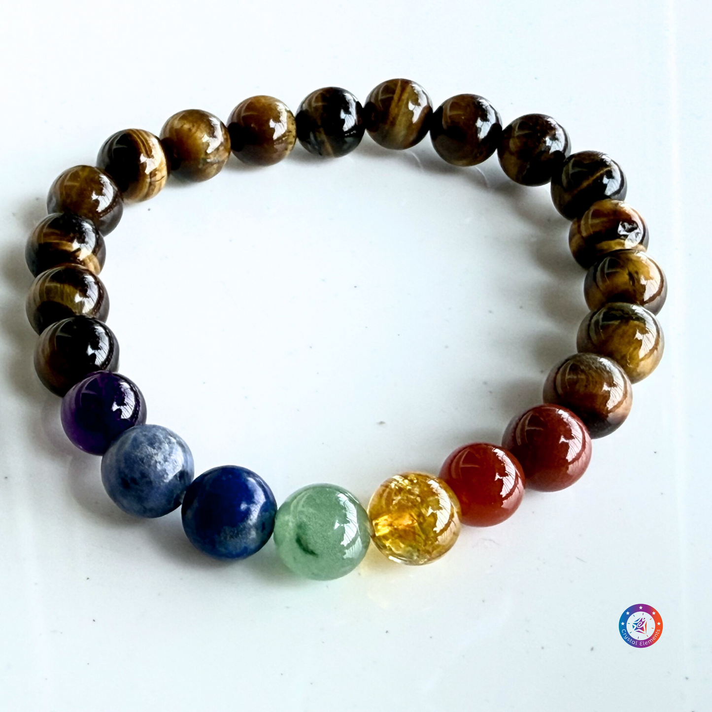 Confidence & Chakra Balance Tiger Eye and 7 Chakra Bracelet