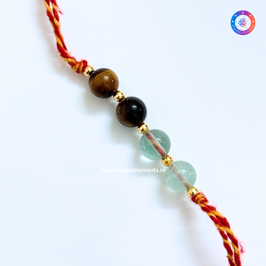 Tiger Eye & Multi Fluorite Rakhi - Focus & Success Student Rakhi