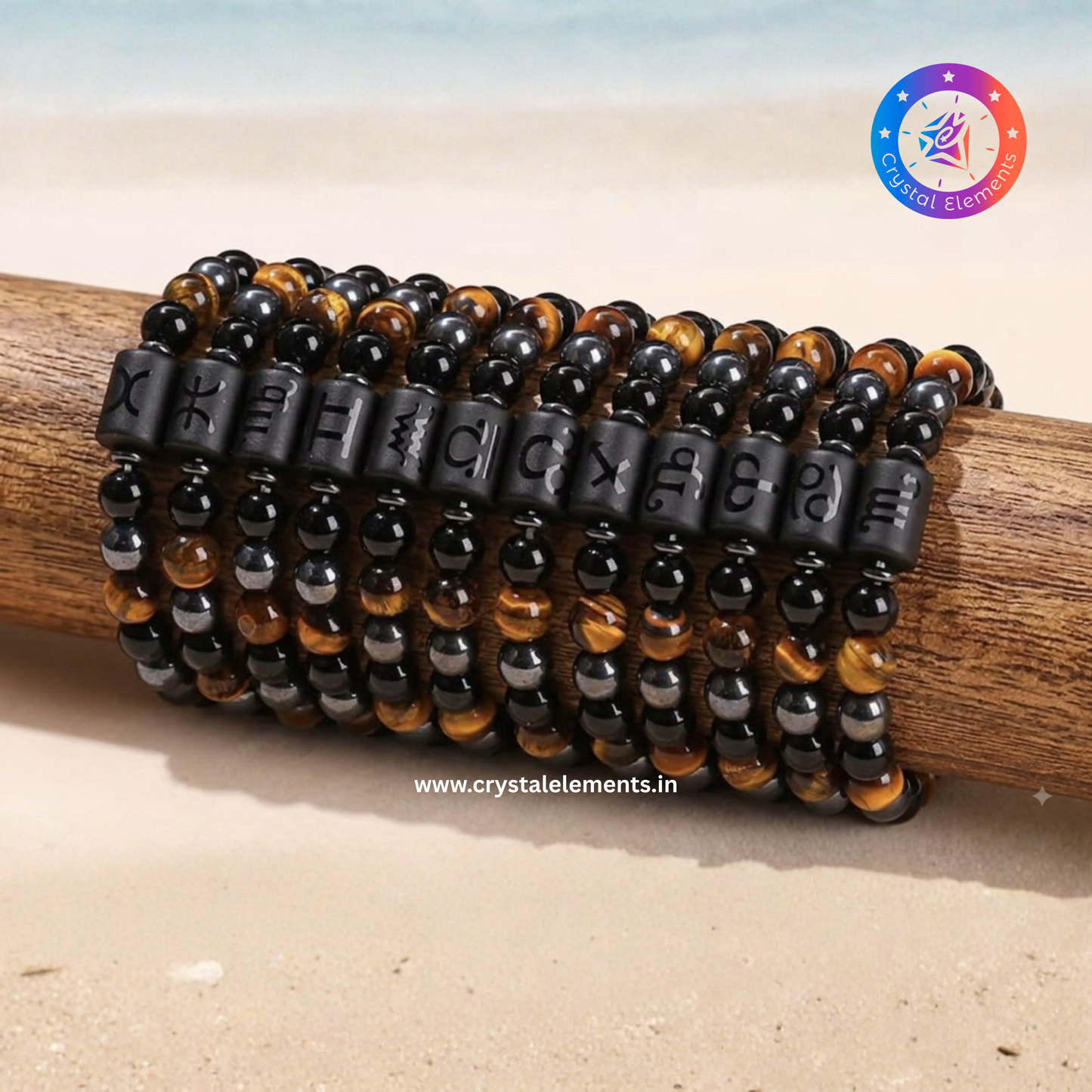 Triple Protection Zodiac Bracelet – Tiger Eye, Hematite & Black Obsidian
