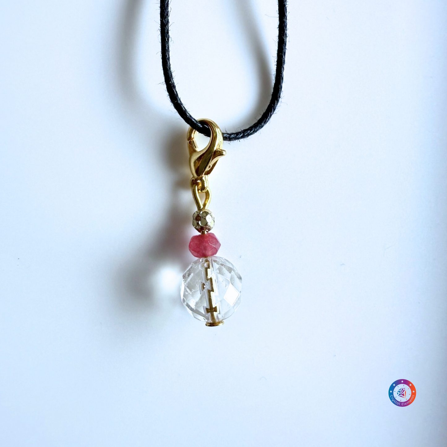 Amplified Love & Clarity Faceted Clear Quartz with Strawberry Quartz Pendant/Charm