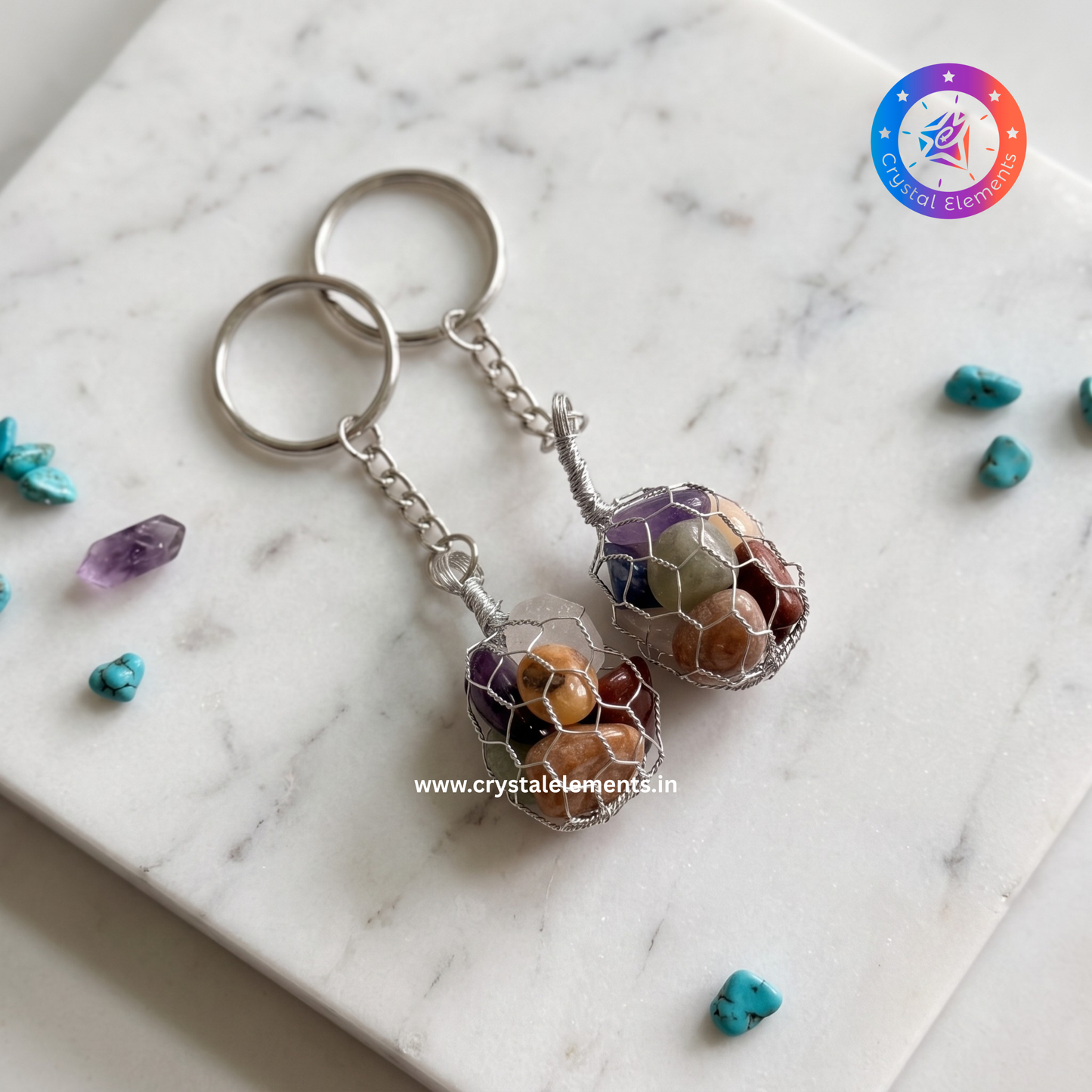 7 Chakra crystal keychain - Balance & Positive Energy Crystal Keychain