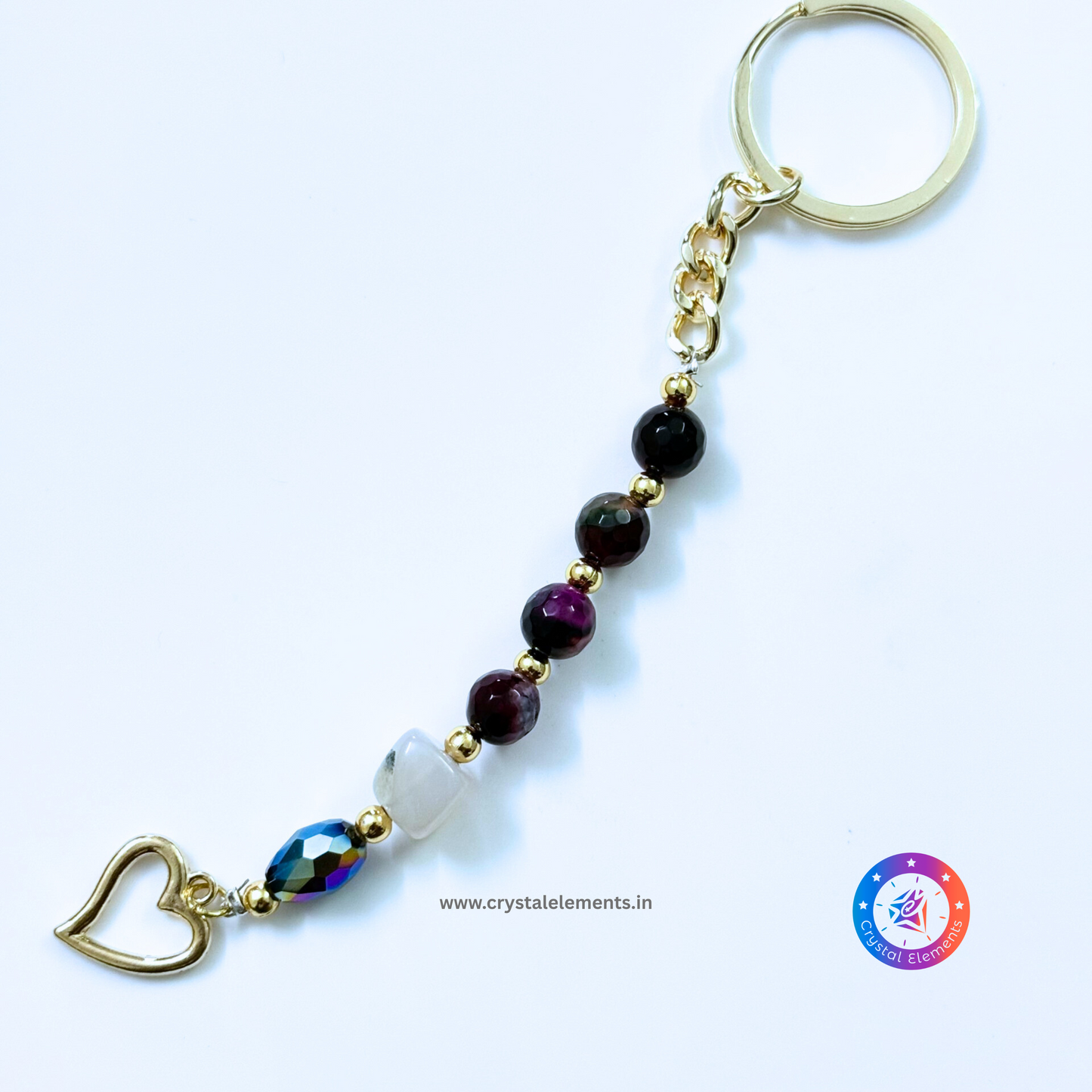 Agate Keychain with Heart Charm - Emotional Harmony