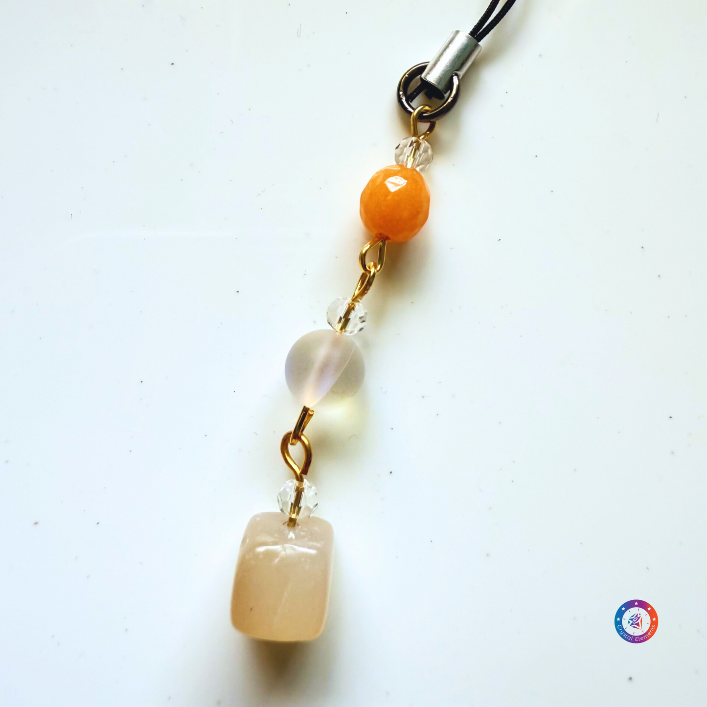 Energy & Confidence Agate, Aura Quartz & Orange Onyx Mobile/Bag Charm
