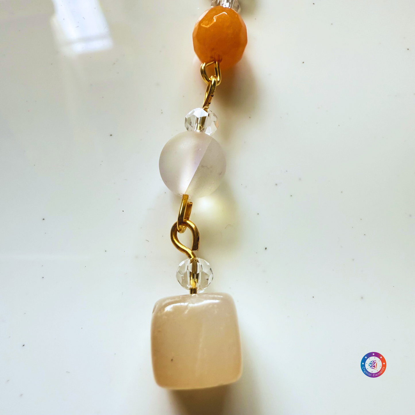 Energy & Confidence Agate, Aura Quartz & Orange Onyx Mobile/Bag Charm