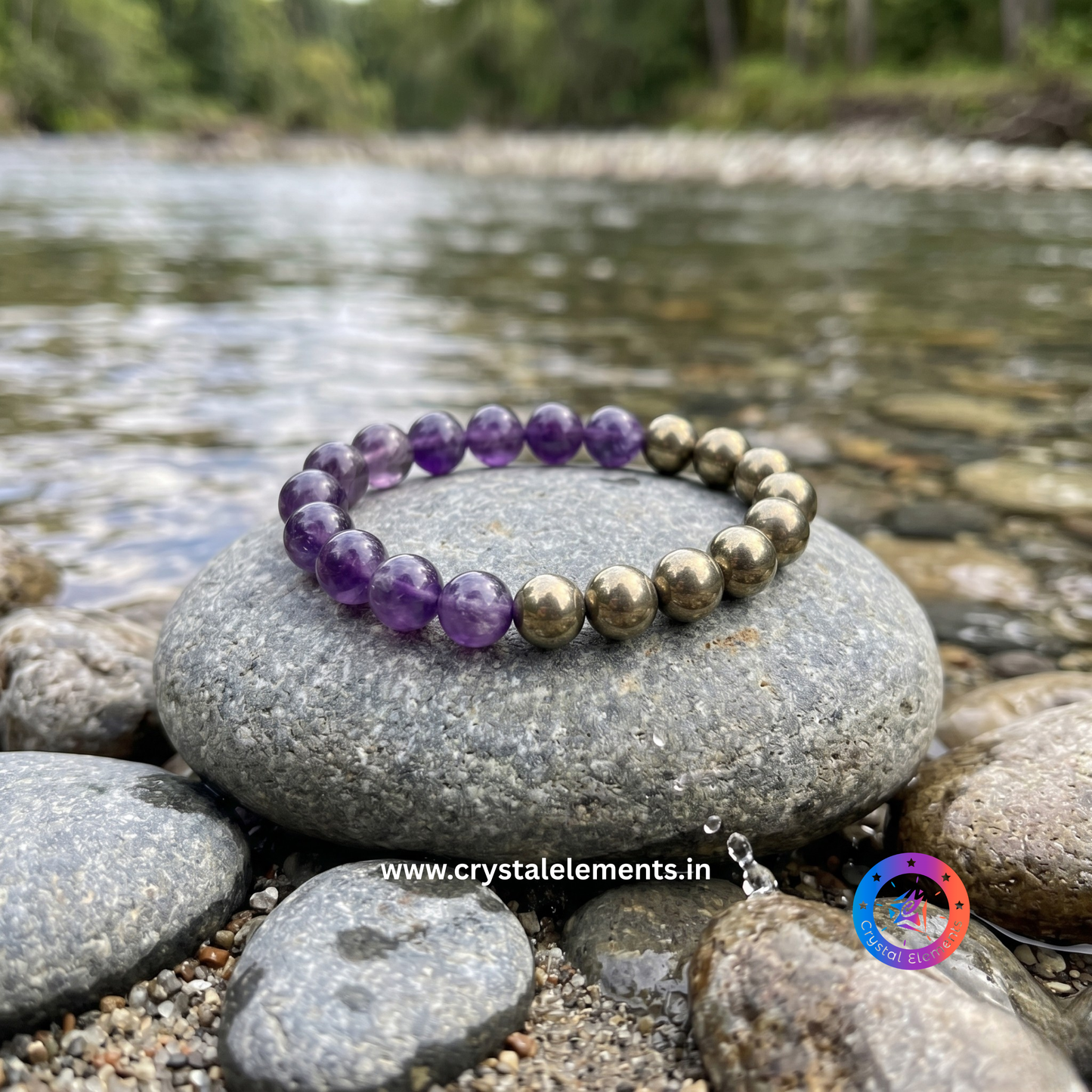 Amethyst Pyrite Bracelet - Calm & Success Energy Bracelet