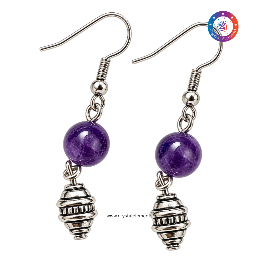 Amethyst Heart Cowrie Necklace & Earrings Set - Festive Love & Spiritual Elegance Set