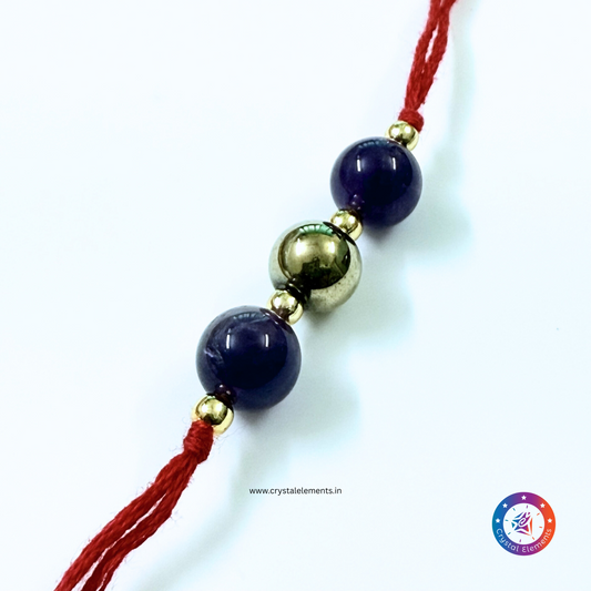 Spiritual Calm & Prosperity Amethyst & Pyrite Rakhi