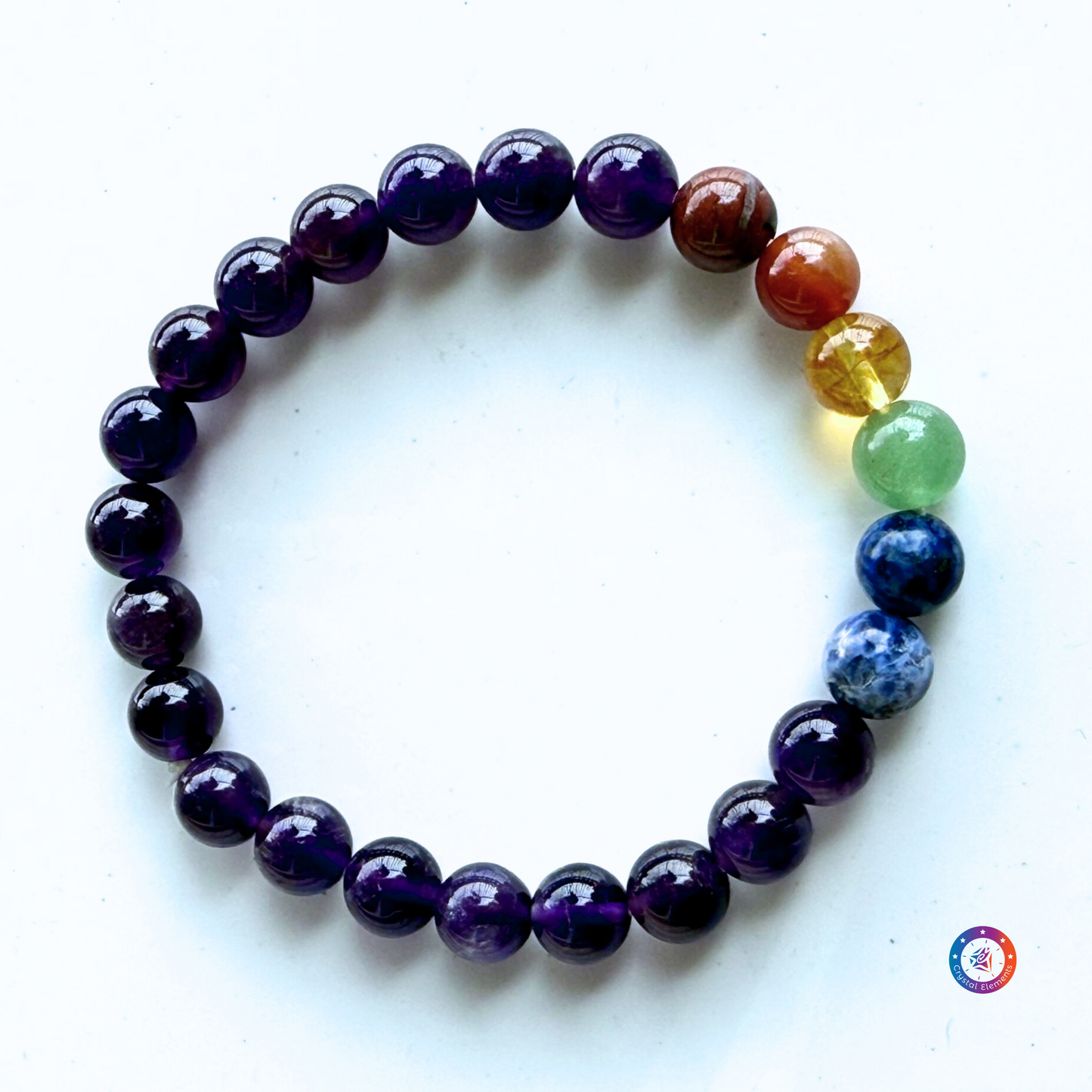 Spiritual Balance & Intuition Amethyst and 7 Chakra Bracelet