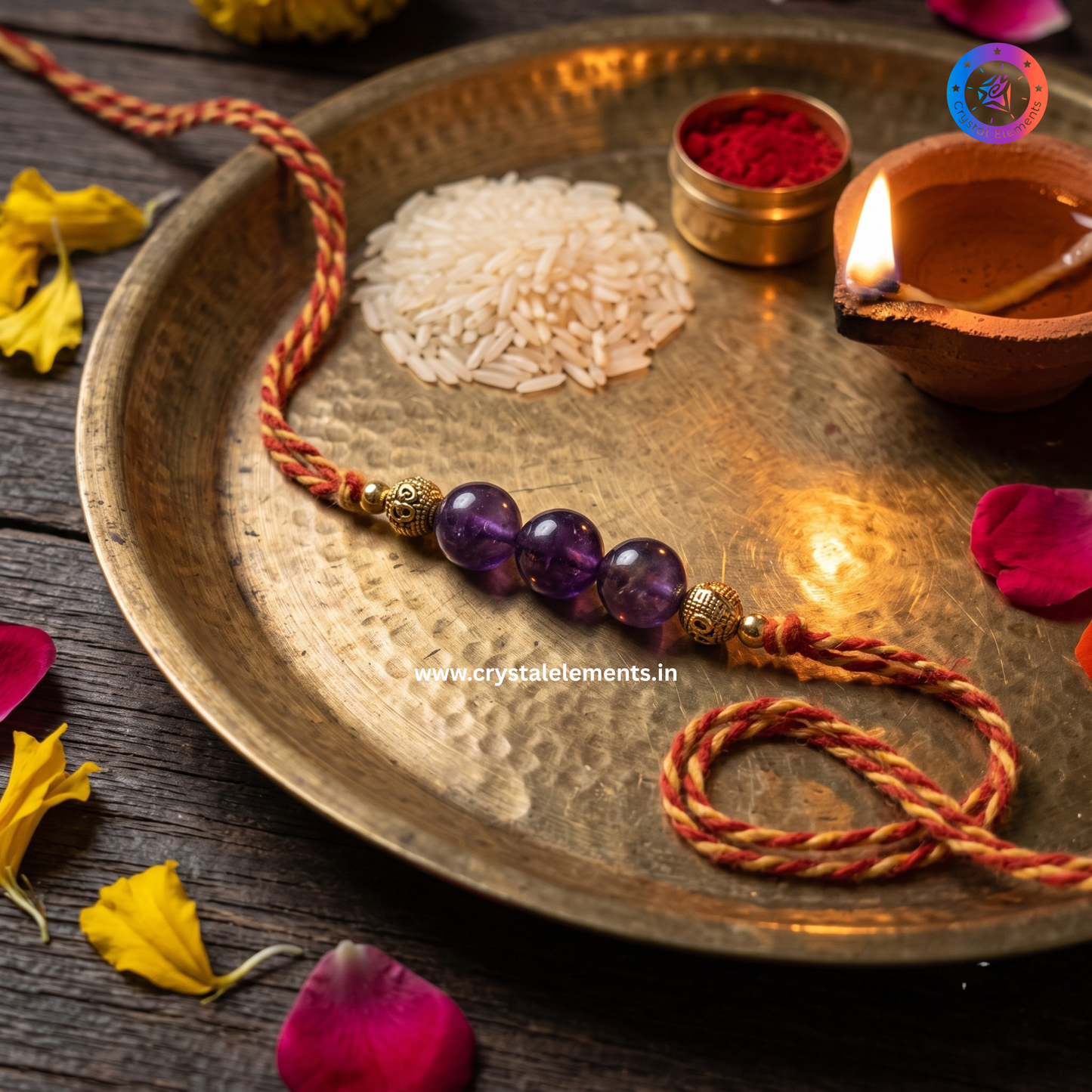 Amethyst Om Rakhi - Peace & Blessings Crystal Rakhi
