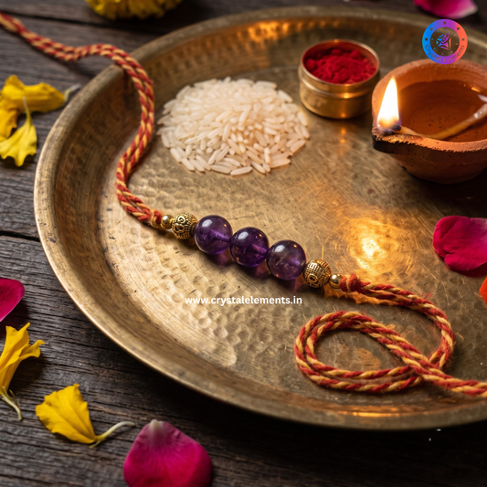 Amethyst Om Rakhi - Peace & Blessings Crystal Rakhi