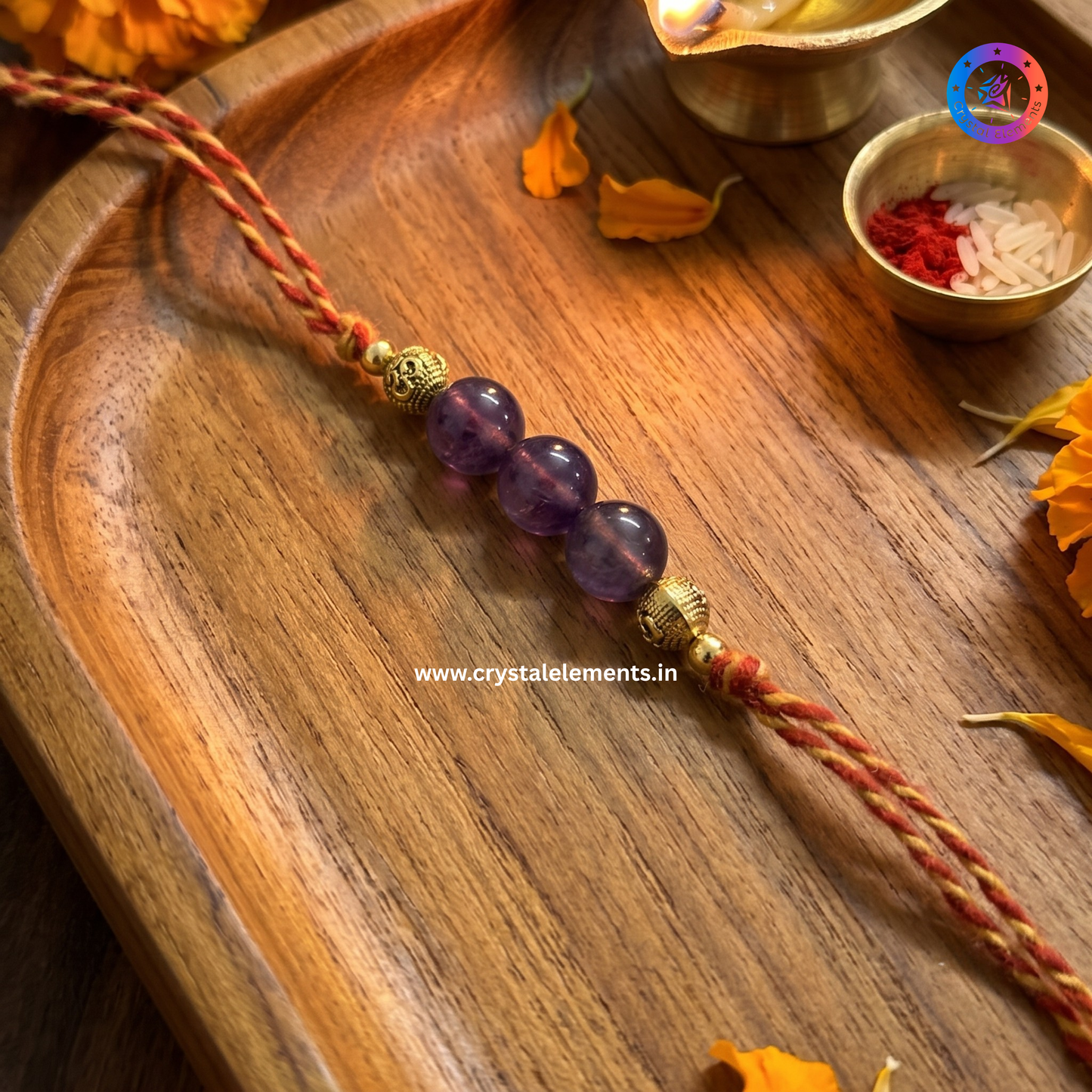 Amethyst Om Rakhi - Peace & Blessings Crystal Rakhi