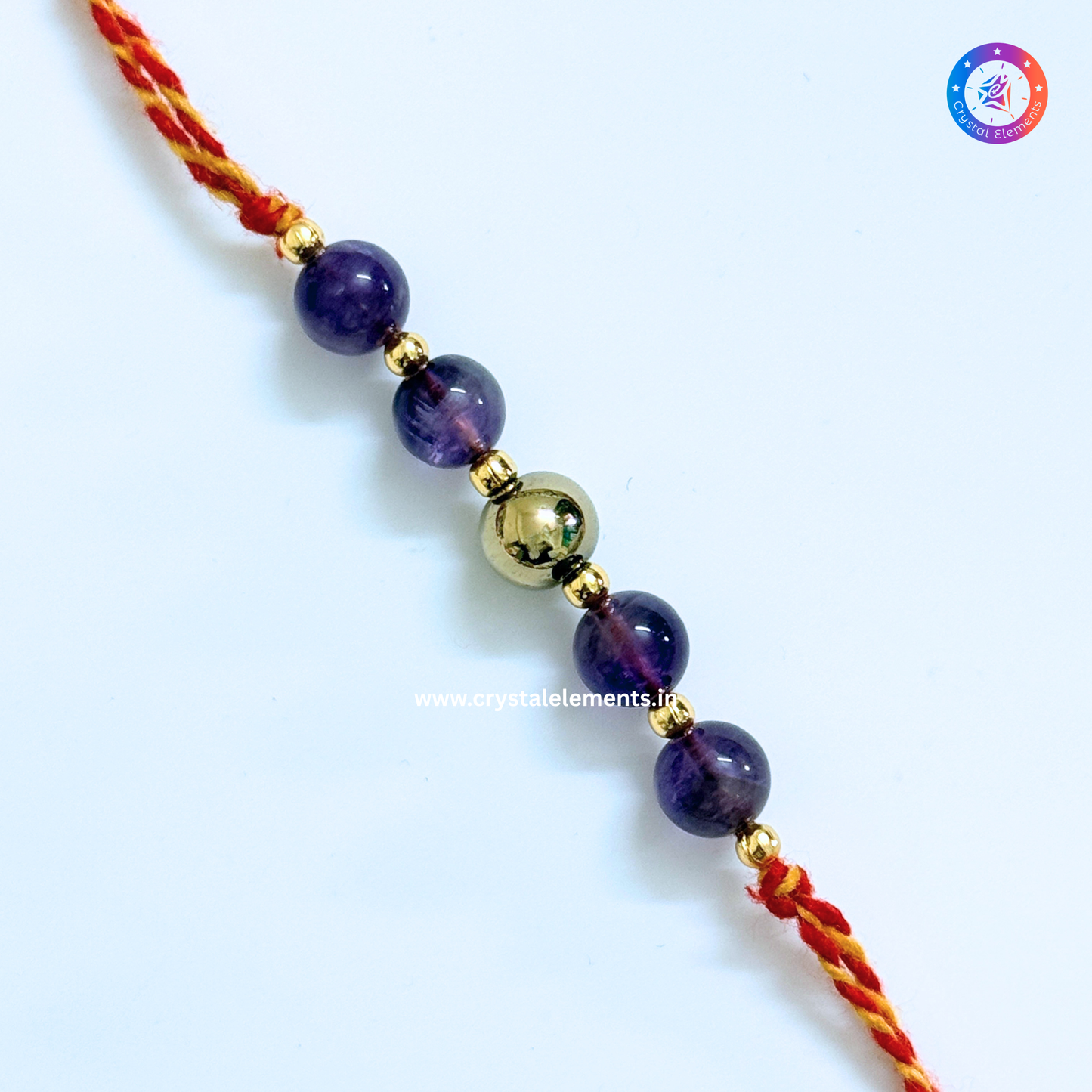 Amethyst & Golden Pyrite Rakhi - Calm & Prosperity Crystal Rakhi
