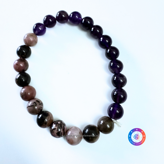 Amethyst & Rhodonite Bracelet - Calm Heart & Inner Healing