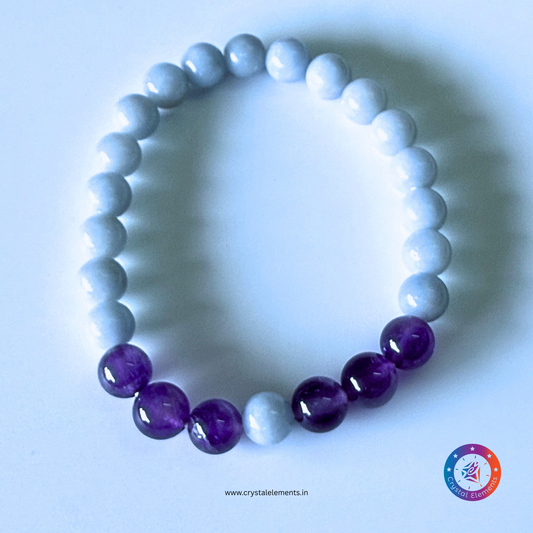 Divine Connection & Spiritual Peace Angelite and Amethyst Bracelet