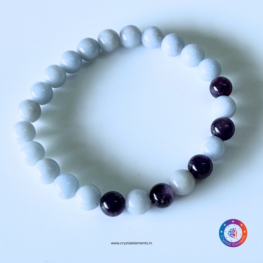 Divine Connection & Spiritual Peace Angelite and Amethyst Bracelet - Style 2