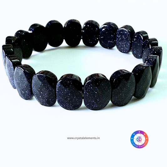 Blue Sandstone Faceted Bracelet - Cosmic Confidence & Ambition