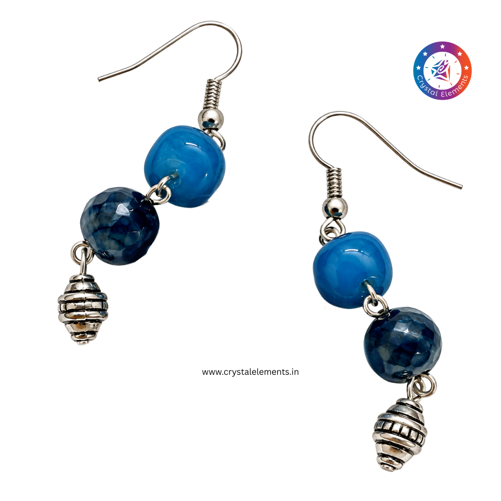 Blue Onyx Blue Agate Necklace Set - Calm & Traditional Statement Jewelry Set