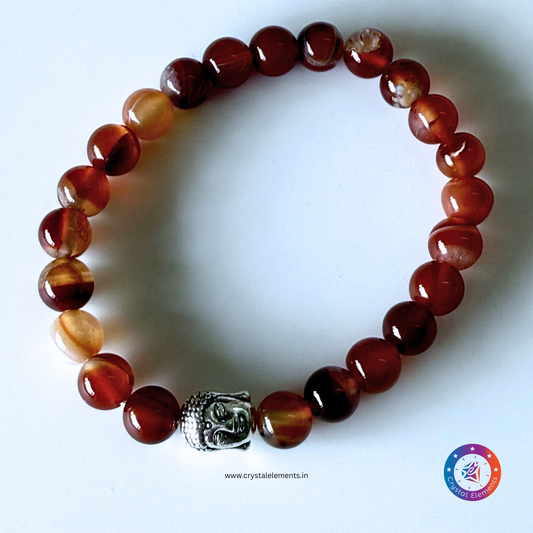 Vitality & Mindful Courage Carnelian & Buddha Bracelet