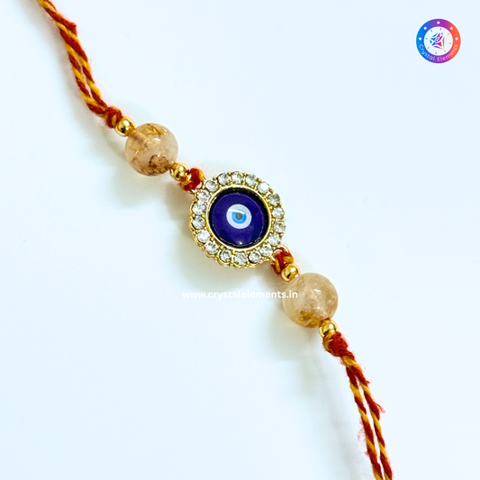 Citrine Evil Eye Rakhi - Abundance & Protection Crystal Rakhi