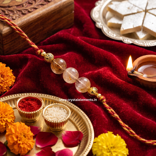 Citrine Om Rakhi - Abundance & Blessings Crystal Rakhi