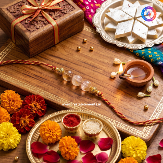 Citrine Om Rakhi - Abundance & Blessings Crystal Rakhi