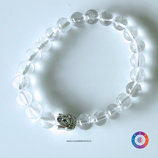 Clarity & Mindful Calm Clear Quartz with Buddha Bead Bracelet