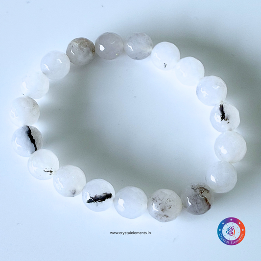 Clarity & Shielding Energy Faceted Tourmalinated Quartz Bracelet