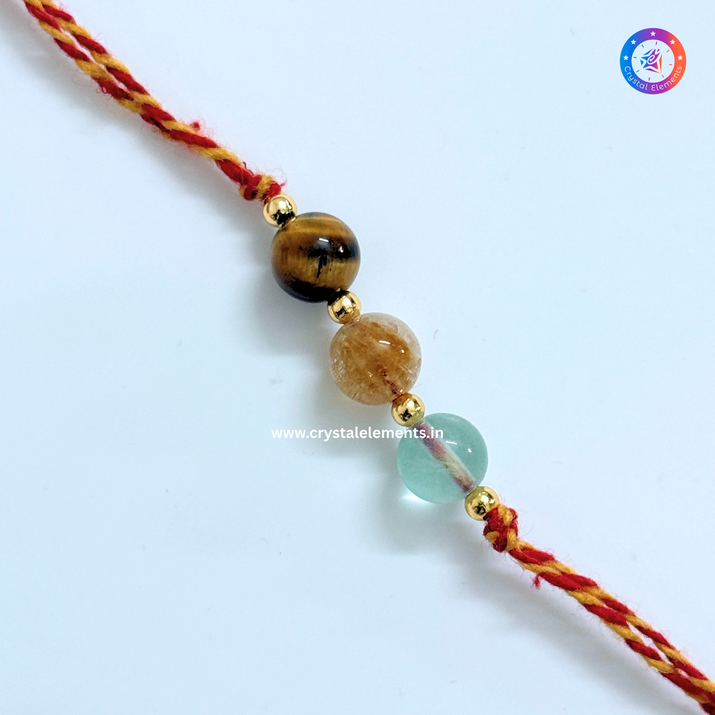 Tiger Eye, Citrine & Multi Fluorite Student Rakhi - Focus & Success Crystal Rakhi