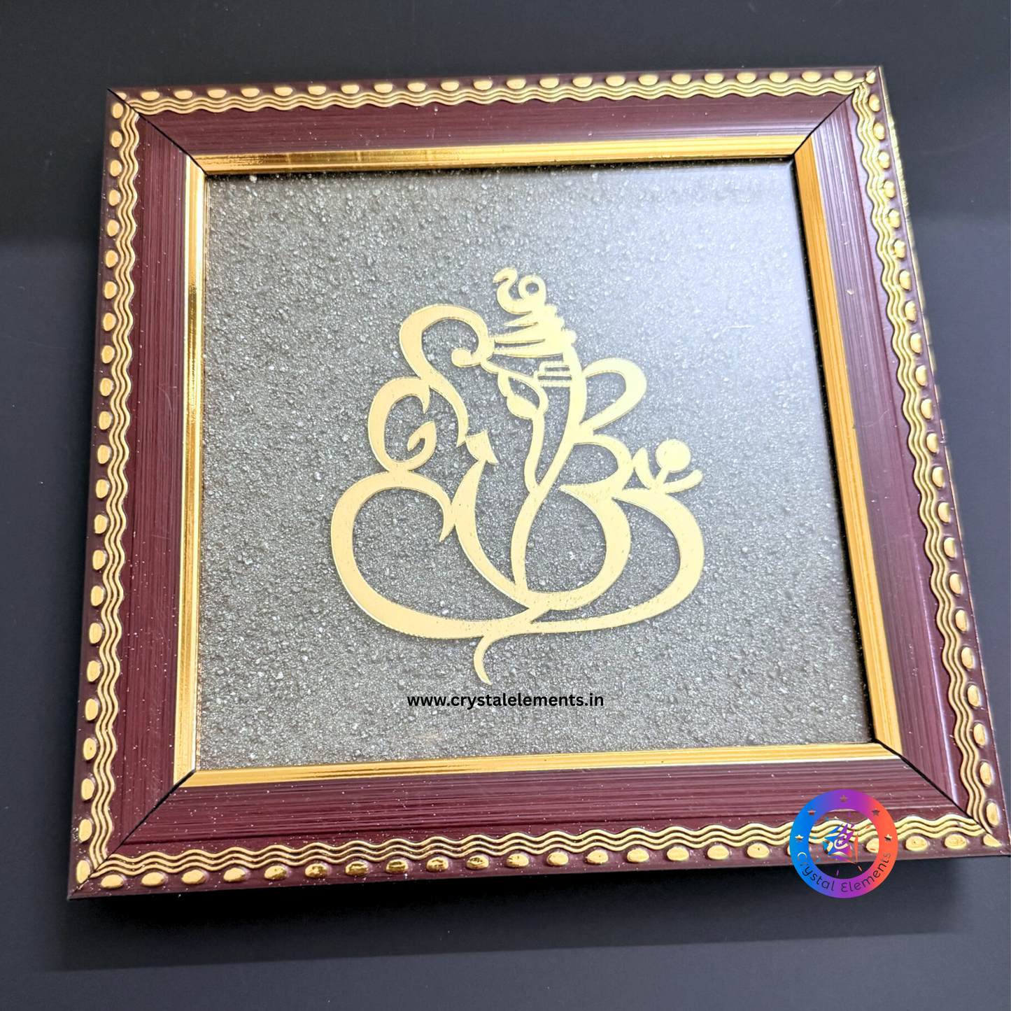 Ganesha Photo Frame on Pyrite Base - Blessings & Brilliance