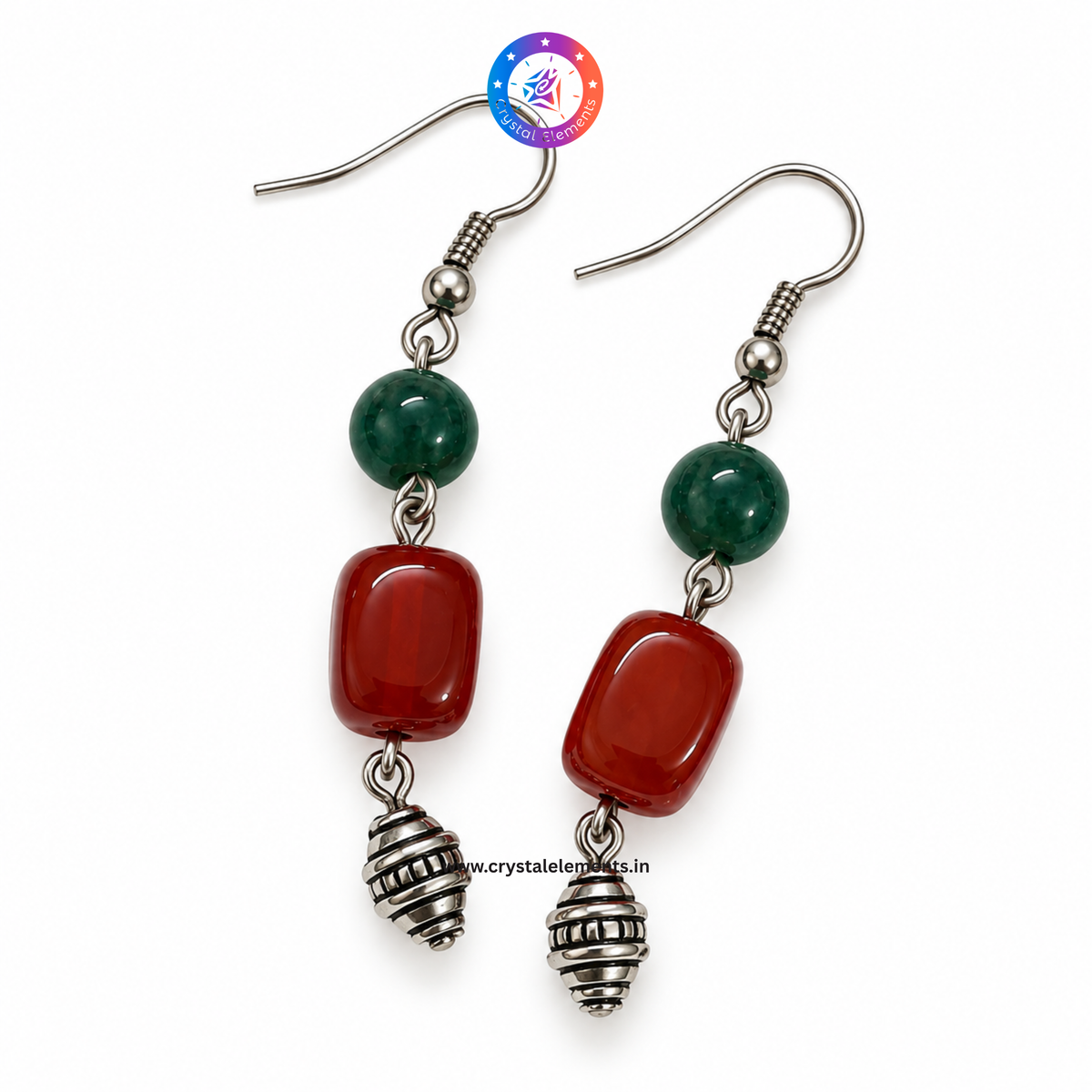 Green Onyx & Red Carnelian Necklace Set -  Confidence & Natural Elegance Jewelry Set