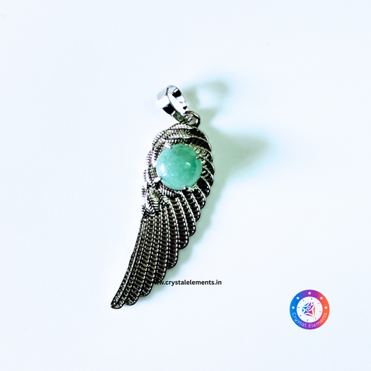 Green Aventurine Angel Wing Pendant - Heart-Healing & Hope