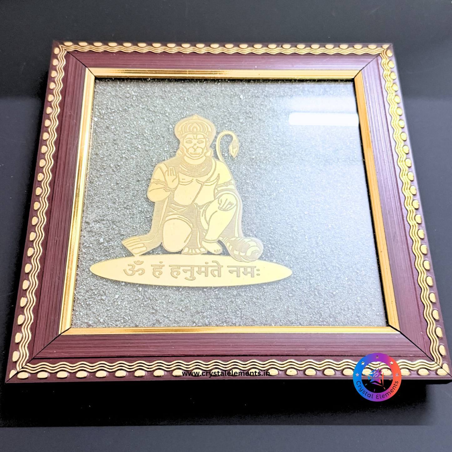 Hanumanji Frame on Raw Pyrite Base - Divine Strength
