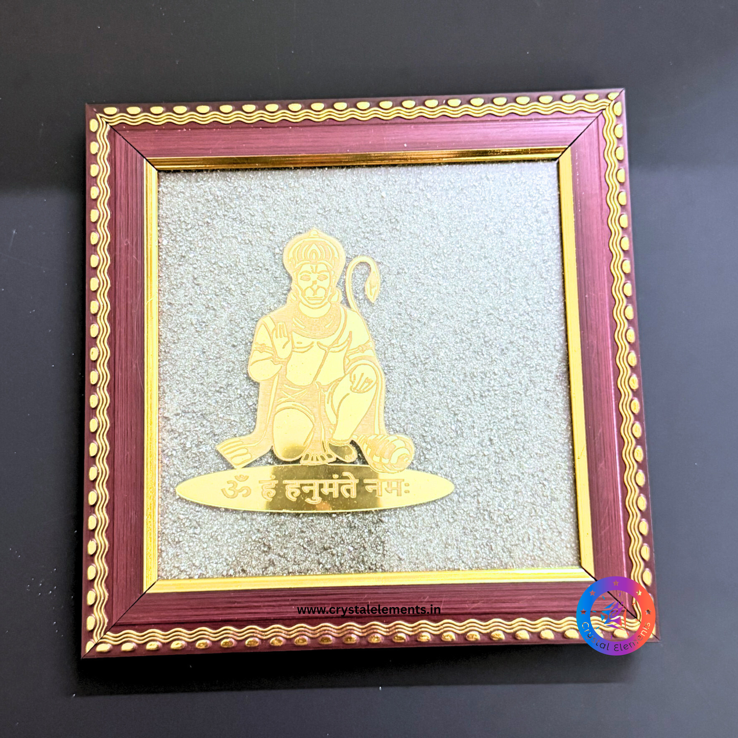 Hanumanji Frame on Raw Pyrite Base - Divine Strength