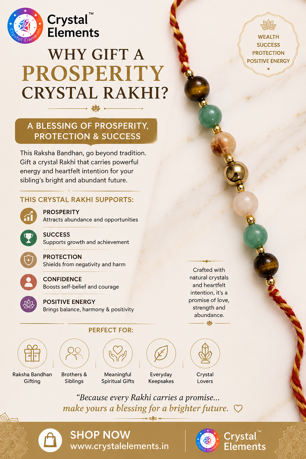 Prosperity Crystal Rakhi - Wealth & Success Protection Rakhi
