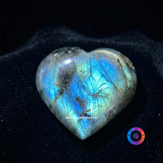Labradorite Heart-Shaped Palm Stone - Love & Intuition Healing Stone