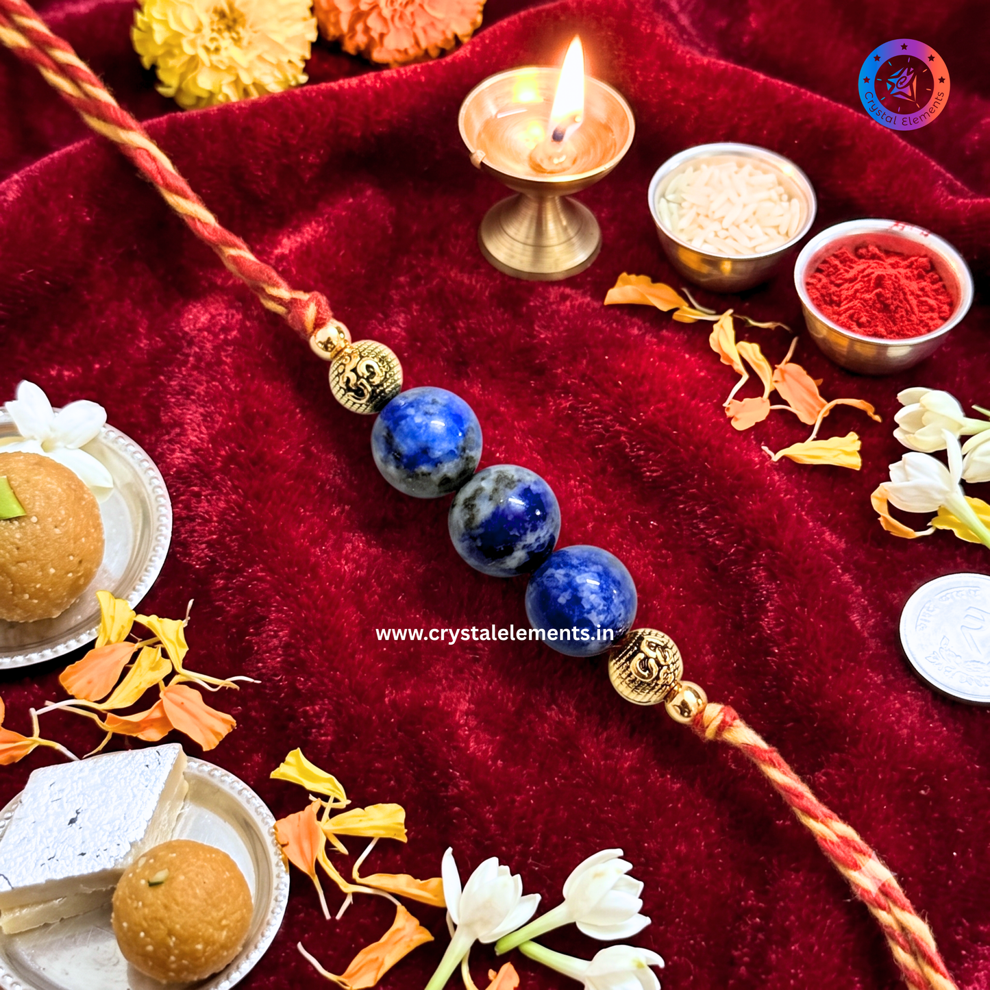 Lapis Lazuli Om Rakhi - Wisdom & Truth Crystal Rakhi
